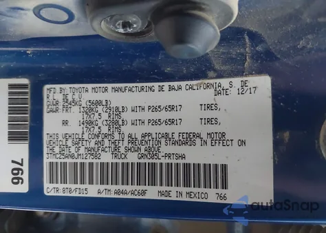 2018 Toyota Tacoma Trd Sport из США, поврежденный, VIN 3TMCZ5AN0JM127582